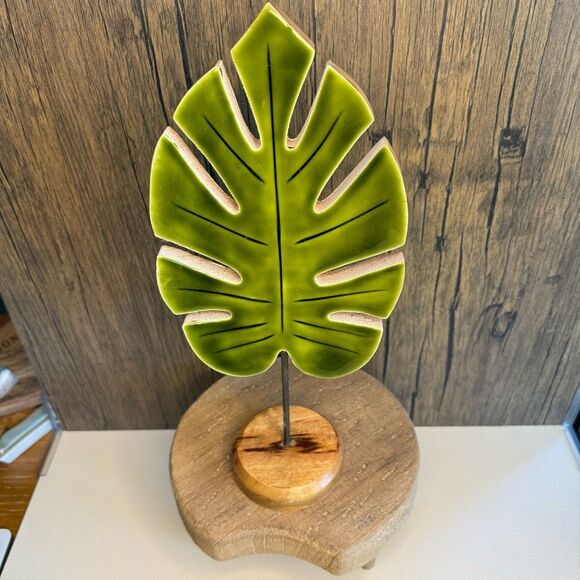 Home Decor Mango Wood Monstera Plant LARGE Sitter NEW FAST SHIP - Picture 1 of 5